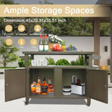 Grill Carts Outdoor Storage Cabinet with Wheels, Metal outdoor grill table Kitchen Dining Table W1859P170173