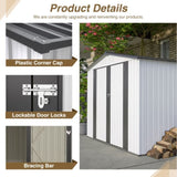 ZNTS 8 x 6 ft Outdoor Storage Shed, All Weather Metal Sheds with 2 Lockable Doors, Tool Shed for Garden, W2505P163543