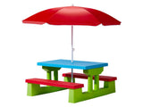 Kids Outdoor Table and Chair Sets with Removable Umbrella, Kids Picnic Table for Backyard Garden 70782072