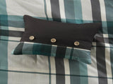 9 PCS Full Plaid Comforter Set with Bed Sheets Teal/Black B035P319866