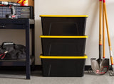 60 Qt Black Plastic Storage Bin with Lid Tote, Plastic Storage Container with Lid, 6-Pack 16599903