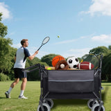 Multi-Functional Push-Pull Folding Wagon Cart with Rotating Handle & 9"x4" Tires for Camping & W2932P317114