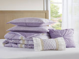 5 PCS Full/Queen Seersucker Comforter Set with Throw Pillows B035P366534