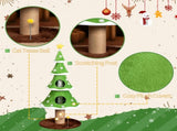 59in Large Tall Christmas Tree Cat Tower 2 Cat Condos & Scratching Post, Soft Fleece Cat Tree 35277382