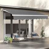 12*10FT gray retractable awning aluminum alloy bracket polyester cloth retractable 06243448