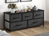 5 Drawer Dresser Fabric, Wide Chest Of Drawers With Wood Top for Living Room,,Hallway,Black 86752204