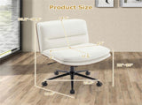 White Armless Office Chair , Curved Backrest & Wide Seat, 360&deg Swivel & Rocking Function 49770662