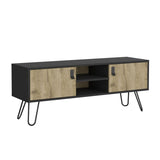 Huna Hairpin Legs TV Stand, Dual-Tone with 2 Doors and Open Shelves B200P173203