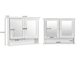 Double Door Mirror Indoor Bathroom Wall Mounted Cabinet Shelf White 74700543