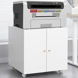 Metal Printer Stand with Storage Mobile Printer Tables for Small Spaces with Door Adjustable Shelf W1247110443
