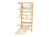 6-in-1 Swedish Ladder Wall Gym, Indoor Kids Playground with Swing, Rope Ladder, Pull-Up Bar, Slide, W1422P474542