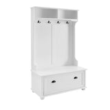 Classic Cosatal Style Hall Tree Entryway Bench with Open Shelves and Shoe Cabinets, SOLID WOOD Feet, W1758126922