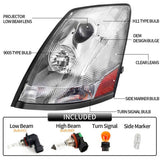 Headlight Assembly Compatible with 2004-2018 Volvo VNL VNM 2004-2015 Volvo VN Halogen,lamps W1155P270098