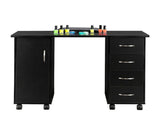 Double Edged Manicure Nail Table with Drawer Black 54431300