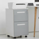 ZNTS 2 Drawer Mobile Locking File Cabinet, Rolling Filing Cabinet for Letter/A4 Size With 5 Wheels,GREY W124770978