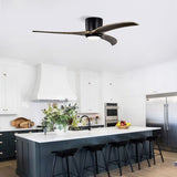 52" Flush Mount Ceiling Fan Solid Wood Blades Ceiling Fan With Light with Remote Control, Noiseless W1592P322632