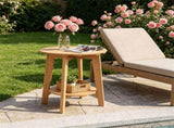 2-Tier Eucalyptus Wood Patio Side Table, Rustic Slatted Outdoor End Table with Bottom Storage Shelf, 10985812