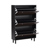 ON-TREND Minimalist Slim Tipping Bucket Shoe Cabinet with Hanging Hooks, Slits Design Panels WF308729AAB