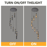 Modern Industrial Multi-Light Pendant Chandelier - 9-Light Black and Gold Adjustable Ceiling Light W1340P233176