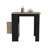 Stirling Kitchen Island with 1-Door Cabinet Push to open System and Side Shelves Black - Natural Oak B070P242483