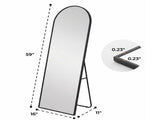 59" Full Length Mirror Floor Standing, Anti-Rust Aluminum Frame, Arch, Black 69849977