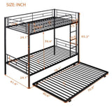 ZNTS Twin-Over-Twin Metal Bunk Bed With Trundle,Can be Divided into two beds,No Box Spring needed ,Black 57622186