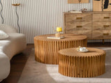 Vintage Fashion Style Cylindrical Nesting Coffee Table Set with Vertical Textured Embossed Design W757P264677