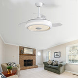 ZNTS 42 Inch Modern Invisible Ceiling Fan, 120V 3 ABS Blades Remote Control Reversible DC Motor, With 36W 63680290