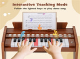 25 Keys Mini Digital Piano for Kids Age 3, Lighted Teaching Mode with 6 Tones & 15 Demo Songs-Brown 73025017