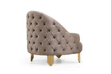 Modern Style Button Tufted Chair Made Of Wood and Gold Coated Metal Legs in Taupe Color 698781276105