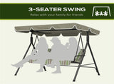 3-Seat Patio Swing Outdoor Chair with Cushion, Adjustable Tilt Canopy 14353670