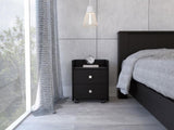 Aura Nightstand , End Table, Side Table Metal Handle, Two Drawers, Superior Top -Black B07091894
