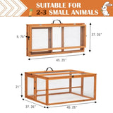 ZNTS Folding Rabbit Cage, Outdoor Chicken Coop with Run, Wooden Poultry Hutch Playpen, Orange W2181P155337