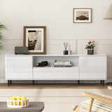 High Gloss Panel Modern TV Console, TV Stand, Entertainment Center with Storage Shelves,TV Cabinet W409P195094
