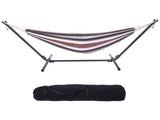 Professional Black & Silver Flowers Hammock Stand with Polyester Coffee Stripe Hammock 81424491