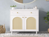 30" Bathroom Vanity with Ceramic Sink, Solid Wood Frame Bathroom Sink Cabinet with Adjustable Shelf, N710P293988K