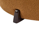 Modish Round Ottoman Boucle Top with Splayed Rubber Wood Legs, Pumpkin Orange N769P346256O