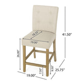 Contemporary Fabric Button Tufted 26 Inch Counter Stools, Set of 2, Beige 71254.00BGE