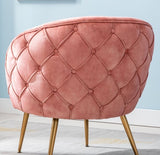 ZNTS Gorgeous Living Room Accent Chair 1pc Button-Tufted Back Covering Rose Color Velvet Upholstered B01167364