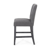 Contemporary Fabric Button Tufted 26 Inch Counter Stools, Set of 2, Charcoal 71254.00CHAR