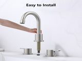 Widespread Bathroom Faucet Brushed Nickel 2 Handle 8 inch 3 Hole 360&degSwivel Spout Vanity 82103035