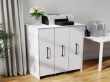 Bookcase with Three Pulled Out Doors Shelving Cabinet,3 Tier Floor Standing Bookcase,Slide Out W331P374568