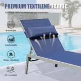 Patio Chaise Lounge Set of 3, Aluminum Pool Lounge Chairs with Side Table, Outdoor Adjustable W1859P172252