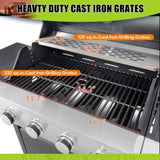 Propane Grill 4 Burner Barbecue Grill Stainless Steel Gas Grill with Side Burner and Thermometer for 57948567