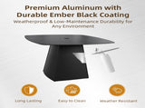 Modern 44" Rounded Square Outdoor Pedestal Dining Table, Black Sintered Stone Top, Flared Pyramid W1886P310020