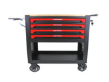 4 DRAWERS MULTIFUNCTIONAL TOOL CART WITH WHEELS AND WOODEN TOP 48936542