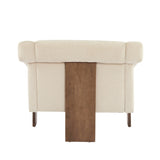 34" Mid-Century Modern Accent Chair with White Fabric, Deep Cushions, and Wide Armrests Ideal for N767P210787E