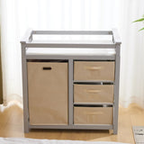 Wooden Frame Removable Top Gray Painted Pine Children's Cot with 3 Fabric Drawers 1 Fabric Bag 94766383