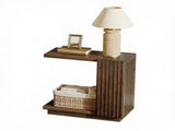 C Shaped Side Table with Fluted Panels, Wood Accent Table 25122812