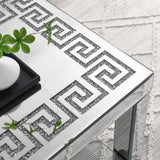 W 40 "X D 20" X H 20 "Curved border carved mirror coffee table Silver mirror glass tabletop with W1005P190425